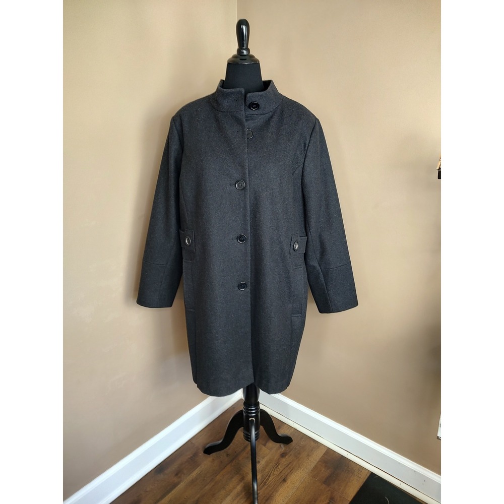 Centigrade Women's‎ Gray Wool Blend Button Front Coat Size 2X Outerwear